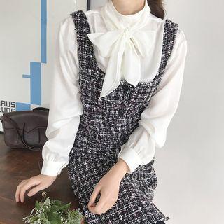 High-neck Tie-front Blouse