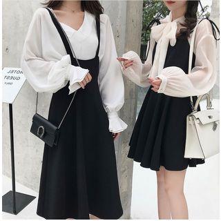 High Waist Suspender Dress / Spaghetti Strap A-line Dress