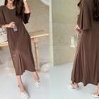 Round-neck Elbow-sleeve Dress
