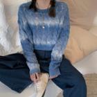 Tie Dye Cable-knit Sweater Blue - One Size