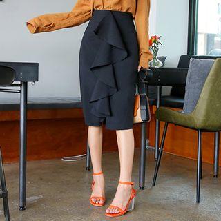 Drape-front Midi Pencil Skirt