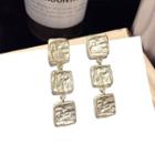 Square Drop Earring 1 Pair - Silver Stud - Gold - One Size