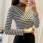 Mesh Panel Striped Knit Top