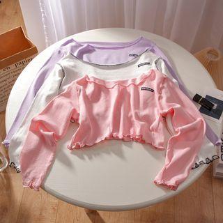 Long-sleeve Applique Cropped T-shirt