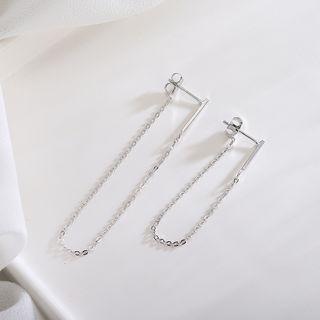 925 Sterling Silver Chain Dangle Earring Es654-2 - 1 Pair - One Size