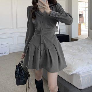 Plain Shirred Shirtdress