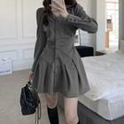 Plain Shirred Shirtdress