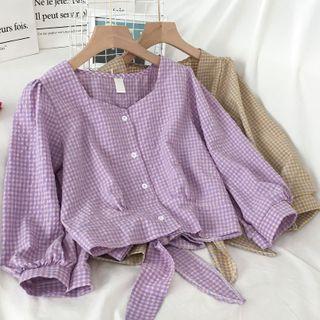 Gingham Ribbon Blouse