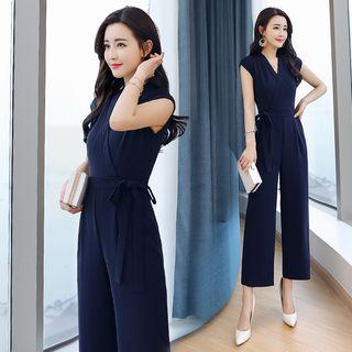 Side Tie Cropped Wide-leg Jumpsuit