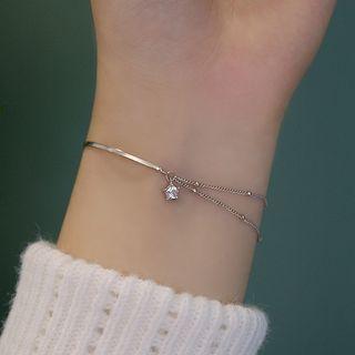 Star Layered Sterling Silver Bracelet 1 Pc - Silver - One Size