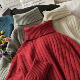 Turtleneck Rib-knit Sweater In 6 Colors