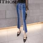 Two-tone Cropped Boot-cut Jeans