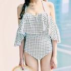 Check Frilled Swimsuit