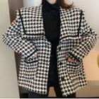 Houndstooth Buttoned Coat Houndstooth - Black & White - One Size
