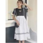 Short-sleeve T-shirt / A-line Midi Skirt