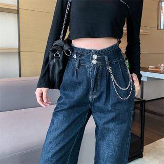 Roll-up Cropped Harem Jeans
