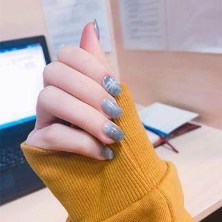 Marble Print Faux Nail Tips Gray - One Size