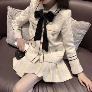 Set: Button Jacket + Pleated Skirt