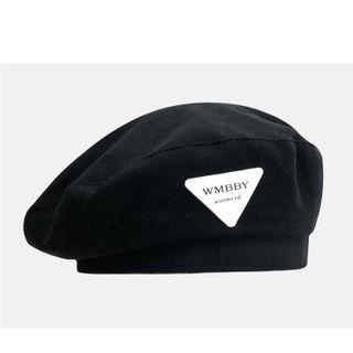 Applique Knit Beret Black - One Size