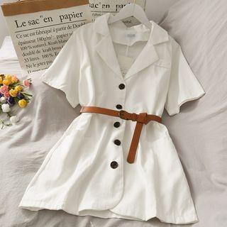Lapel Mini Shirtdress With Belt