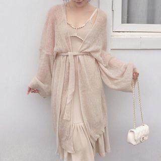 Sashed Long Light Jacket 1201 - Almond - One Size