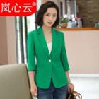 3/4-sleeve Buttoned Blazer