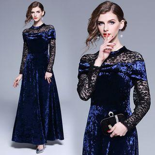 Lace Long-sleeve A-line Evening Gown