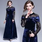 Lace Long-sleeve A-line Evening Gown