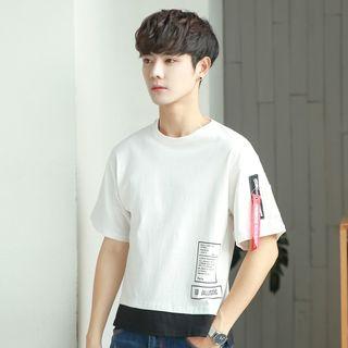 Mock Two-piece Short-sleeve Print T-shirt