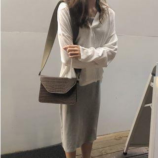 Hooded Long-sleeve T-shirt / Sleeveless Midi Dress