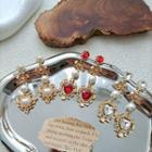 Heart Faux Pearl / Faux Crystal Alloy Dangle Earring