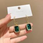 Gemstone Drop Earring E4874 - 1 Pair - Gold & Green - One Size