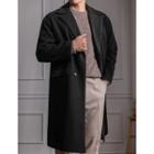 Notched-lapel Wool Blend Coat With Muffler Scarf
