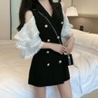 Layer Bell Sleeve Double Breasted Dress