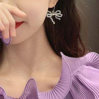 Faux Crystal Bow Dangle Earring White - One Size