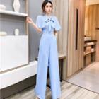 Bow-neck Wide Leg Jumpsuit