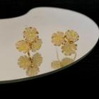 Faux Crystal Floral Stud Earring 1 Pair - Gold - One Size
