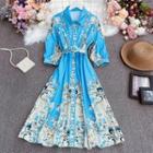 Ethnic Pattern Long-sleeve Shirtdress