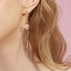 925 Sterling Silver Glass Ball Swirl Dangle Earring 1 Pair - Transparent Ball - Silver - One Size