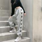 Butterfly-print Loose-fit Sweatpants Gray - One Size