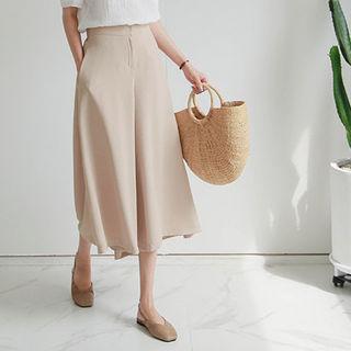Flared Cropped Wide-leg Pants
