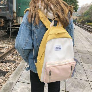 Color Block Pocket Detail Canvas Backpack