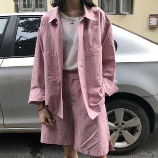 Buttoned Jacket / Plain Shorts