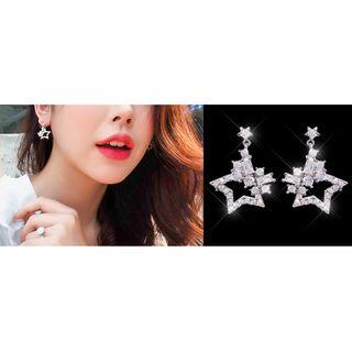 925 Sterling Silver Star Dangle Earring 1 Pair - Pentagram - One Size