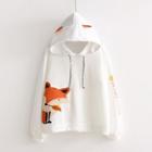 Long / Short-sleeve Fox Embroidered Hoodie