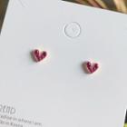 Rhinestone Heart Stud Earring 1 Pair - As Shown In Figure - One Size