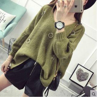 Ring Accent Long Sweater