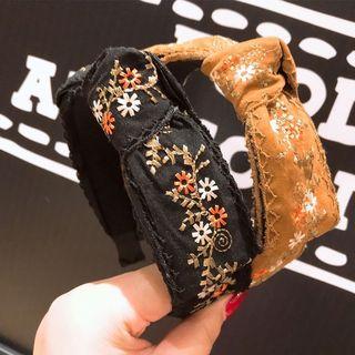 Embroidered Bow Headband