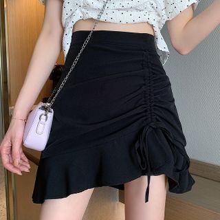 Asymmetrical Drawstring A-line Skirt