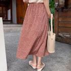 Band-waist Patterned Skirt Brick - One Size